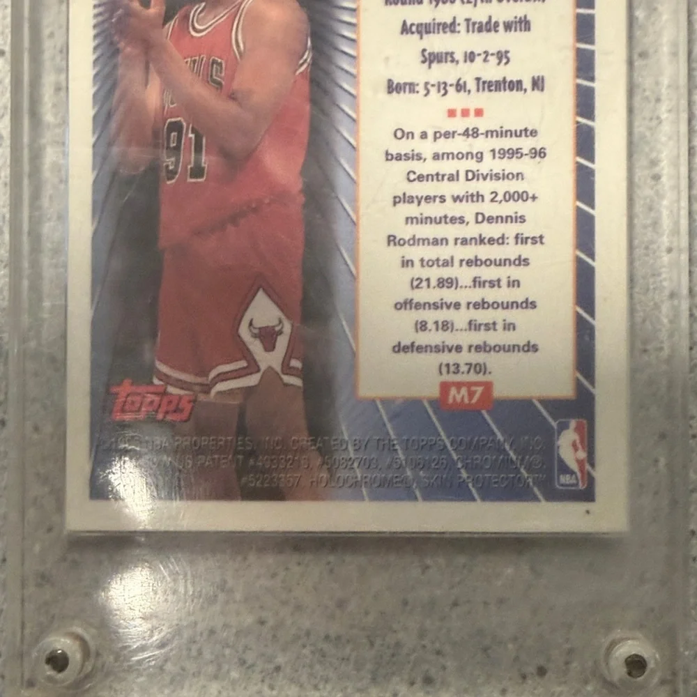 Topps Dennis Rodman Basketball Card - Red, Blue, White - Picture 5 of 6
